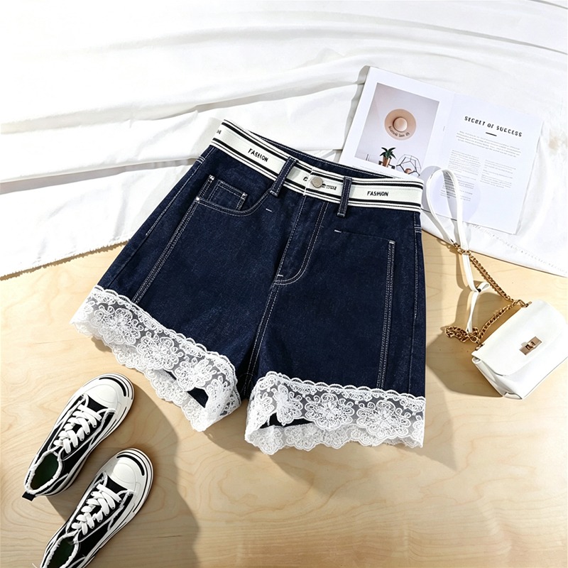 Denim Shorts Women - Yazlık Yeni Kadın Dantel Detaylı Esnek
