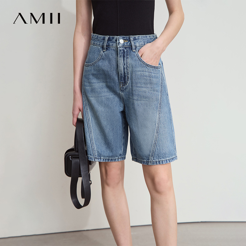 Denim Shorts Women - AMII Kadın Kot Şort Minimalist 2025