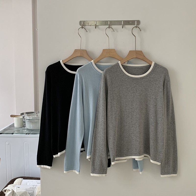 Women Fashion Styles - %100 Pamuk Kadın O-Yaka Renk Bloklu