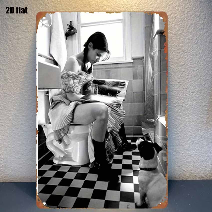 Women'S Fashion Magazines - Komik Banyo Metal Tabelası – Tuvalette