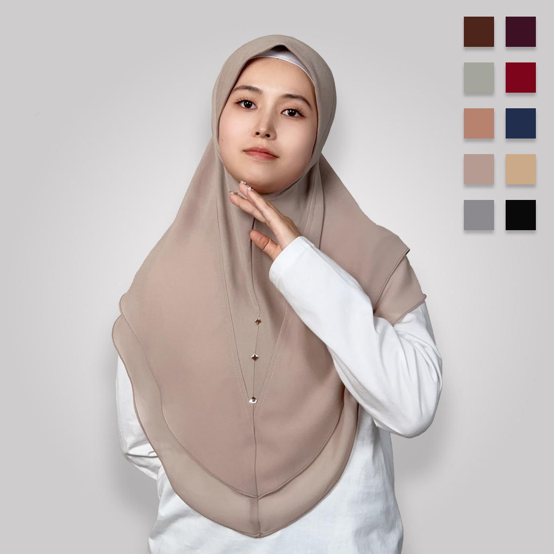 Women'S Fashion Layering - Şifon Müslüman Anında Başörtüsü Kadın Çift