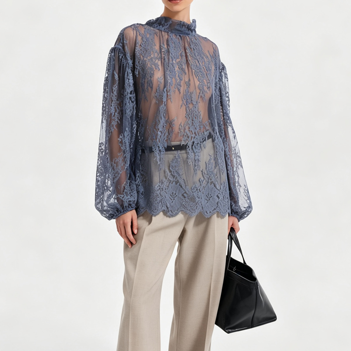 IG 2026 Kadın Şeffaf Dantel Bl - Puff Sleeve Blouse incelemesi ve fiyatı