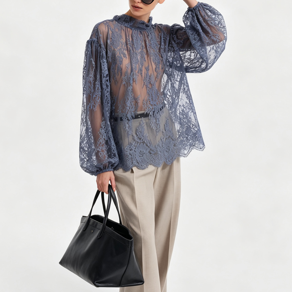IG 2026 Kadın Şeffaf Dantel Bl - Puff Sleeve Blouse incelemesi ve fiyatı
