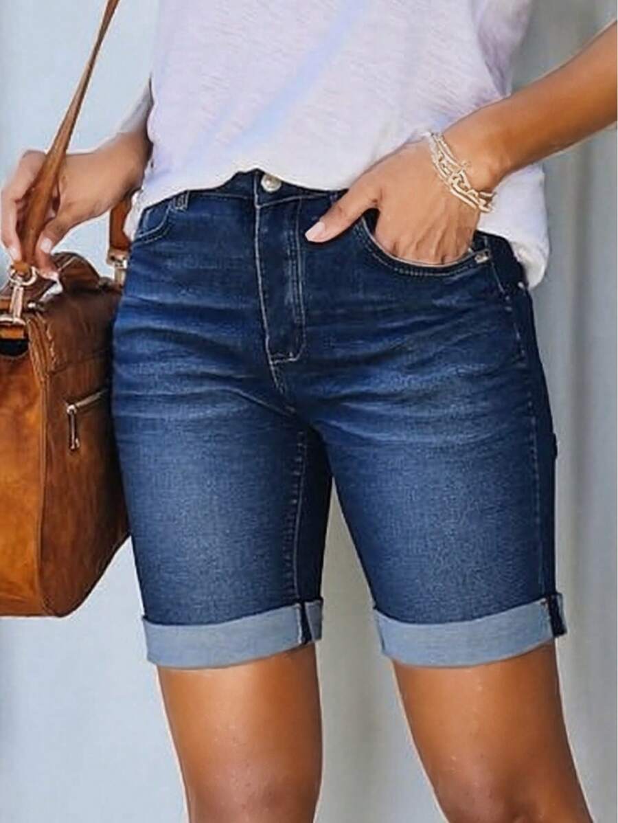Bayan Yıkanmış Streç Dar Bisik - Denim Shorts Women incelemesi ve fiyatı