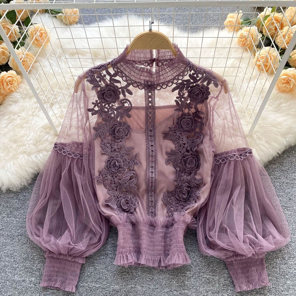 2 adet/takım Dantel Puf Uzun K - Puff Sleeve Blouse incelemesi ve fiyatı