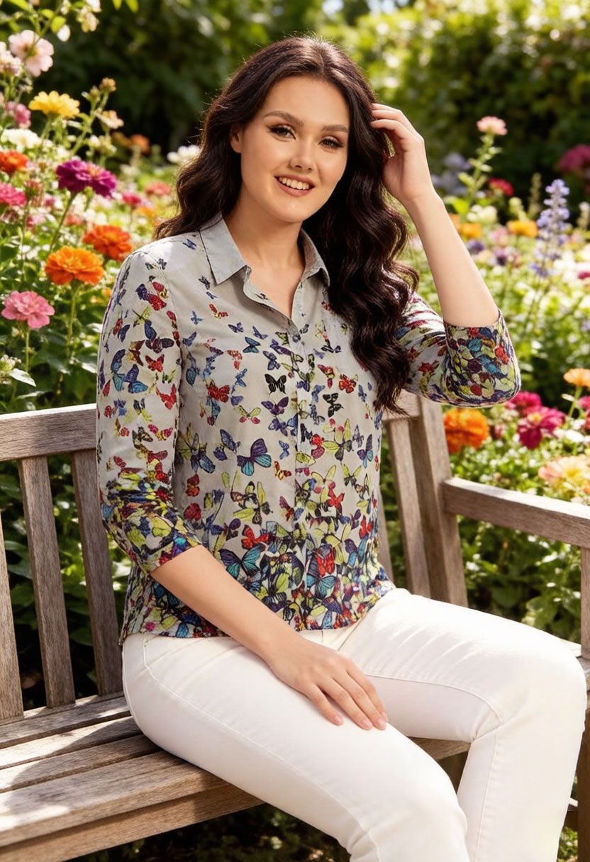 Kadın Kelebek Baskı Bluz Şifon - Puff Sleeve Blouse incelemesi ve fiyatı