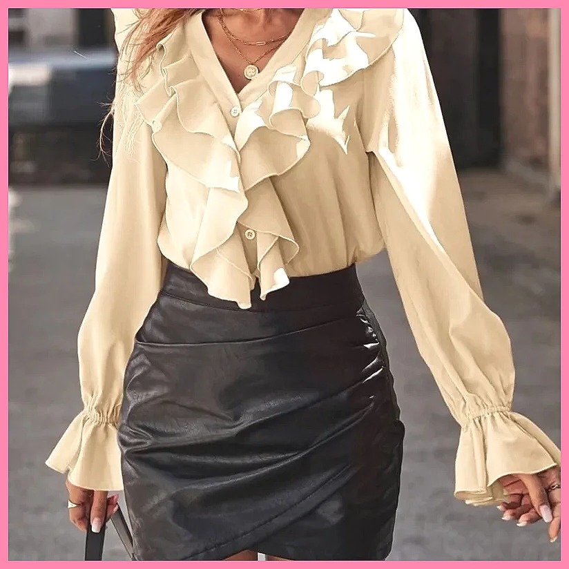 2025 Moda V Yaka Fırfırlı Geni - Women Top Fashion incelemesi ve fiyatı