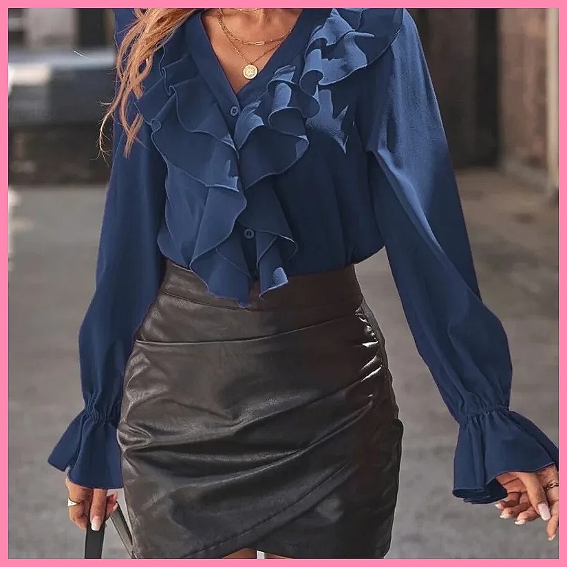 2025 Moda V Yaka Fırfırlı Geni - Women Top Fashion incelemesi ve fiyatı