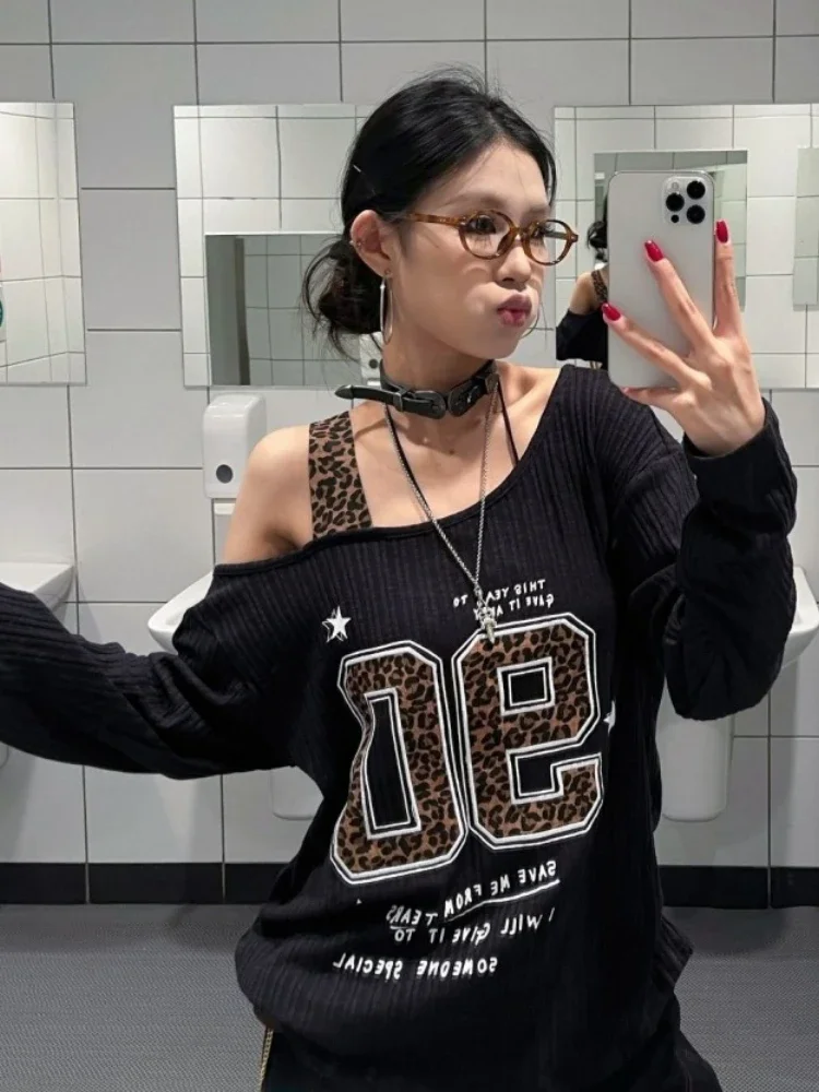 Y2K Patchwork Leopar Desenli T - Women Top Fashion incelemesi ve fiyatı