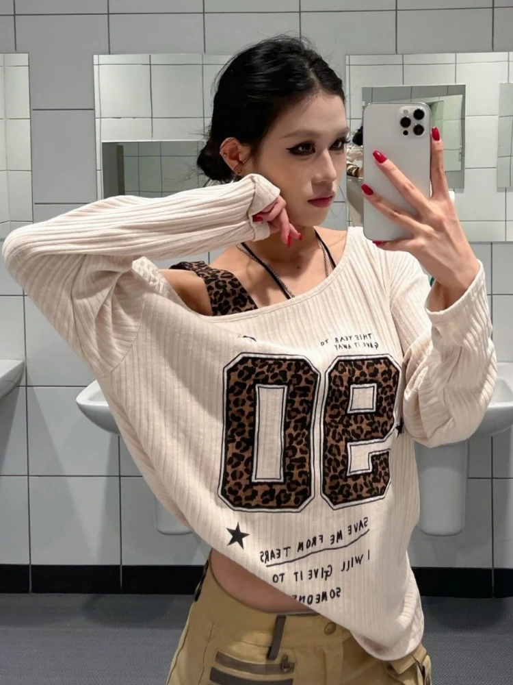 Y2K Patchwork Leopar Desenli T - Women Top Fashion incelemesi ve fiyatı