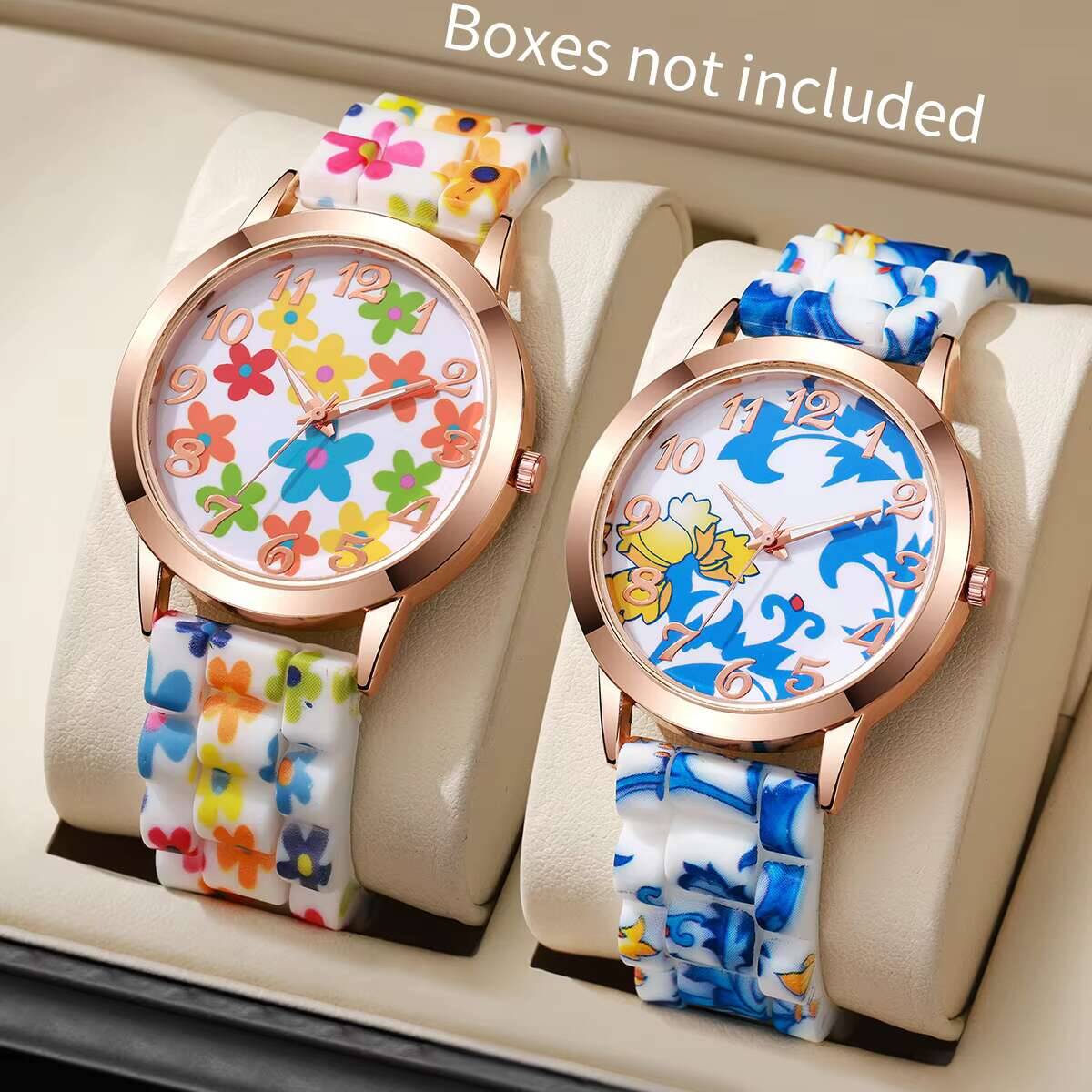 2 adet moda çiçek baskılı kadı - Women'S Fashion Quartz Watch incelemesi ve fiyatı
