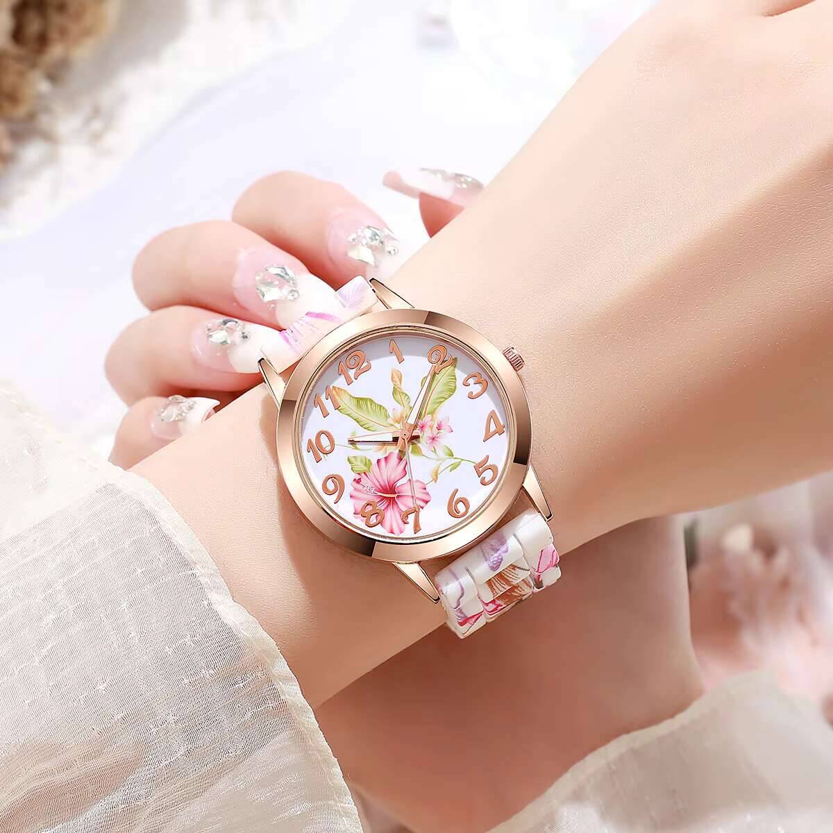 2 adet moda çiçek baskılı kadı - Women'S Fashion Quartz Watch incelemesi ve fiyatı