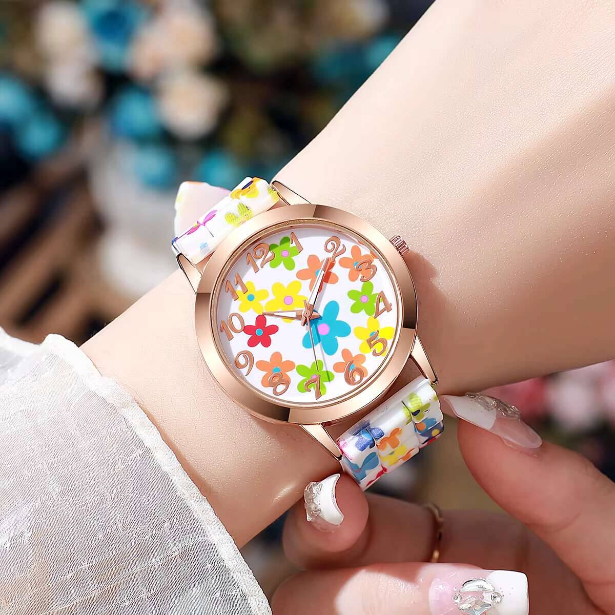 2 adet moda çiçek baskılı kadı - Women'S Fashion Quartz Watch incelemesi ve fiyatı